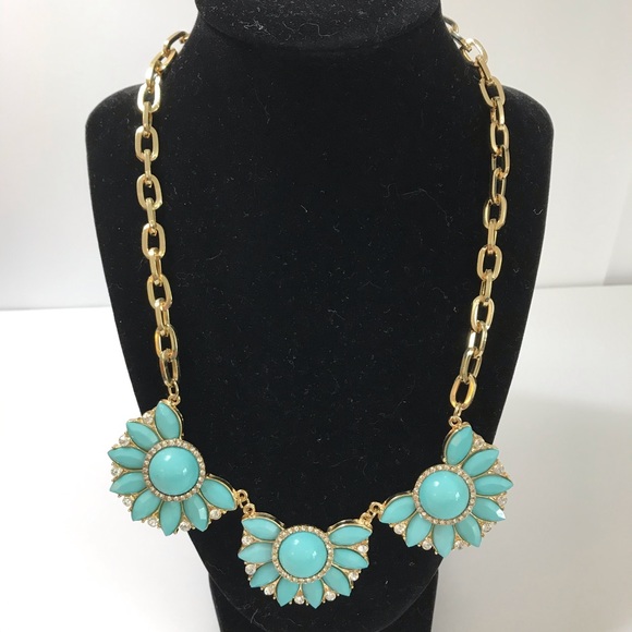 Blue Cobachon w/Accent Faux Jeweled Necklace - Picture 1 of 10